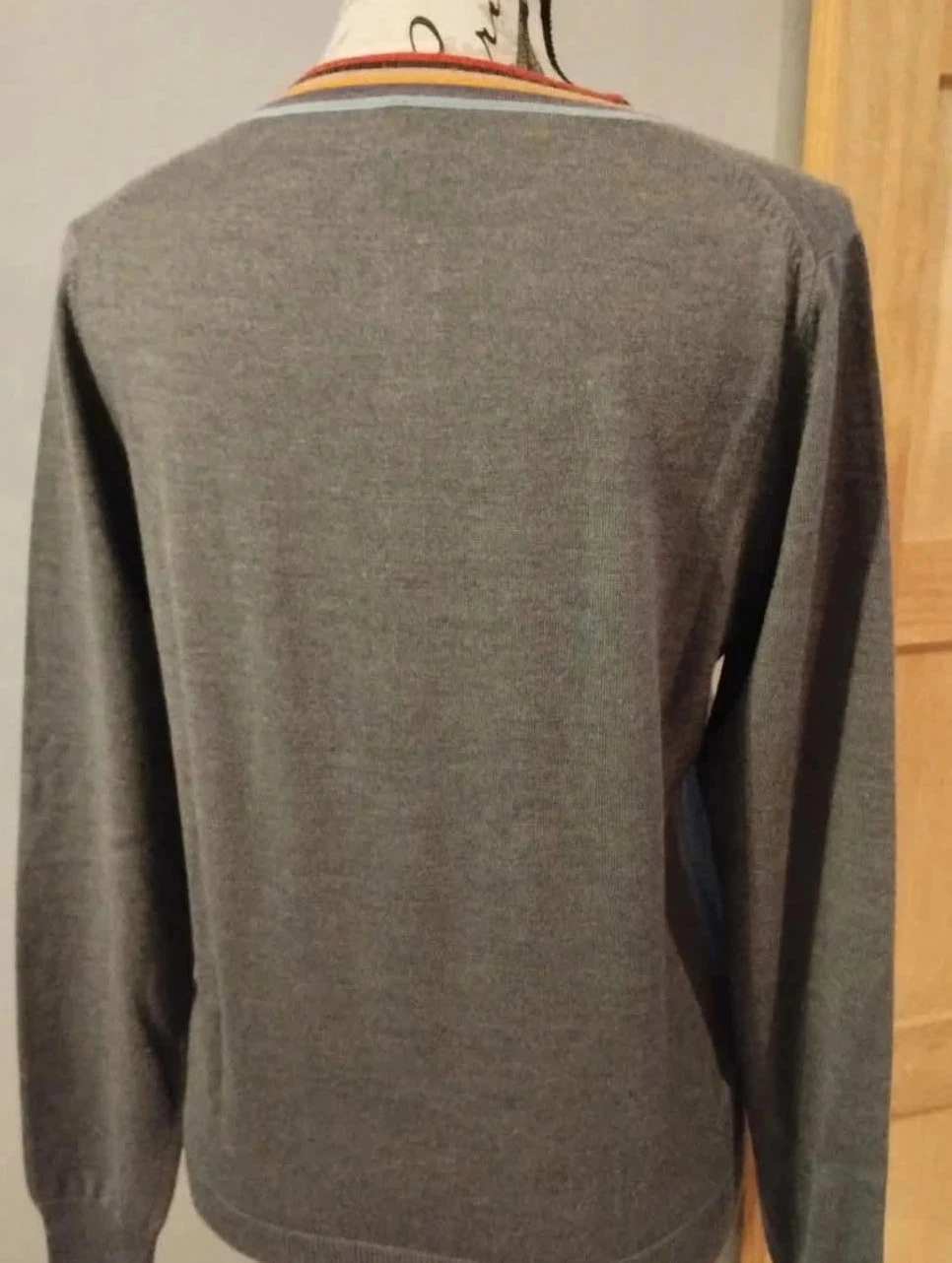 Grijze cardigan met kleurrijke bies, Rodier Paris, M – photo 4